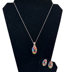 MX Michael Morrison Necklace Earring Set Southwestern Silver Tone FLAW Read